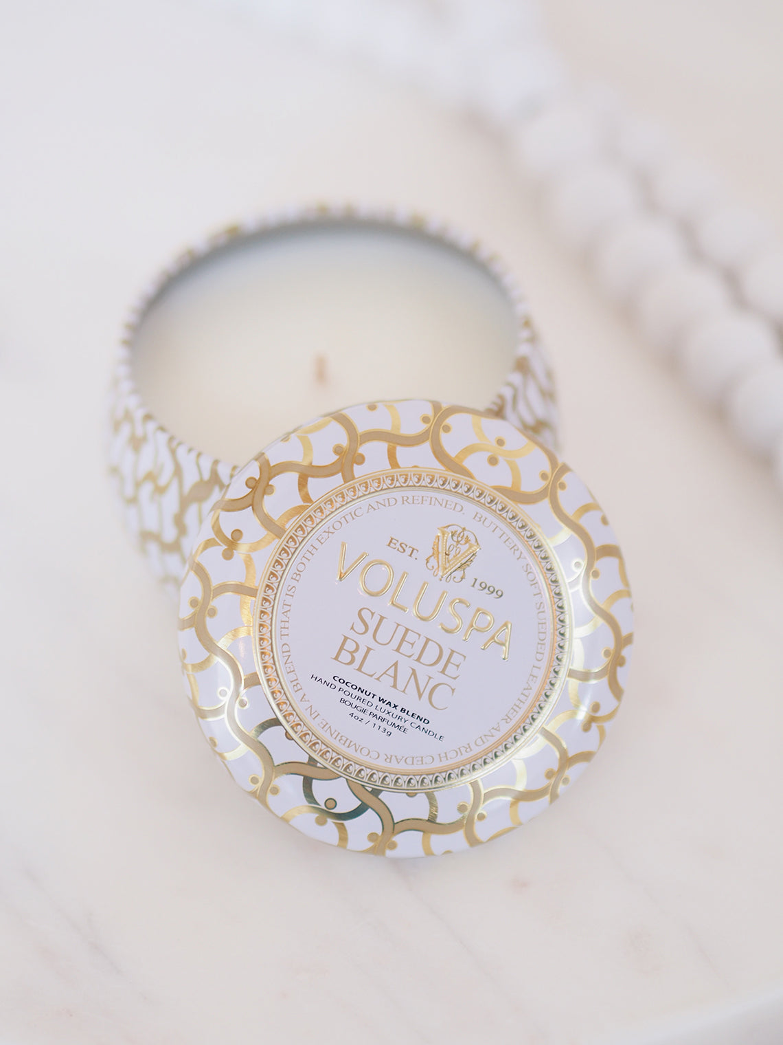 Suede Blanc Mini Tin Candle