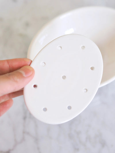 White Soap Dish & Strainer - The Cross Decor & Design