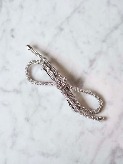 Sparkly Silver Bow Barrette - The Cross Decor & Design