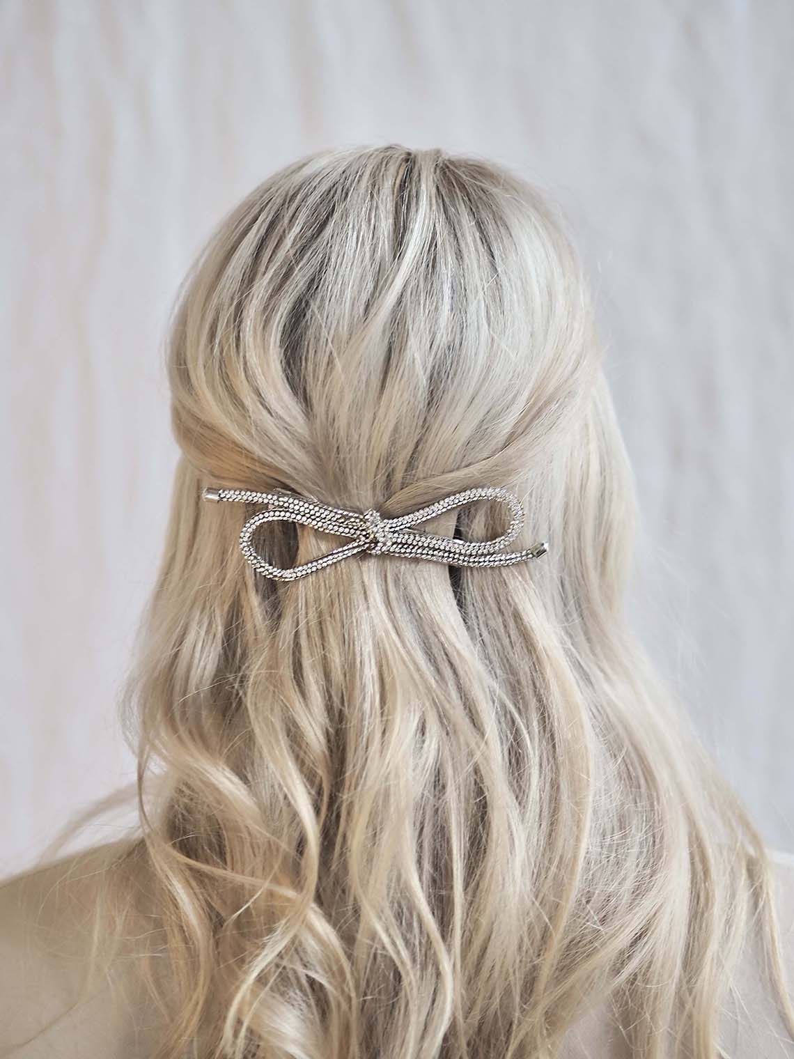 Sparkly Silver Bow Barrette - The Cross Decor & Design
