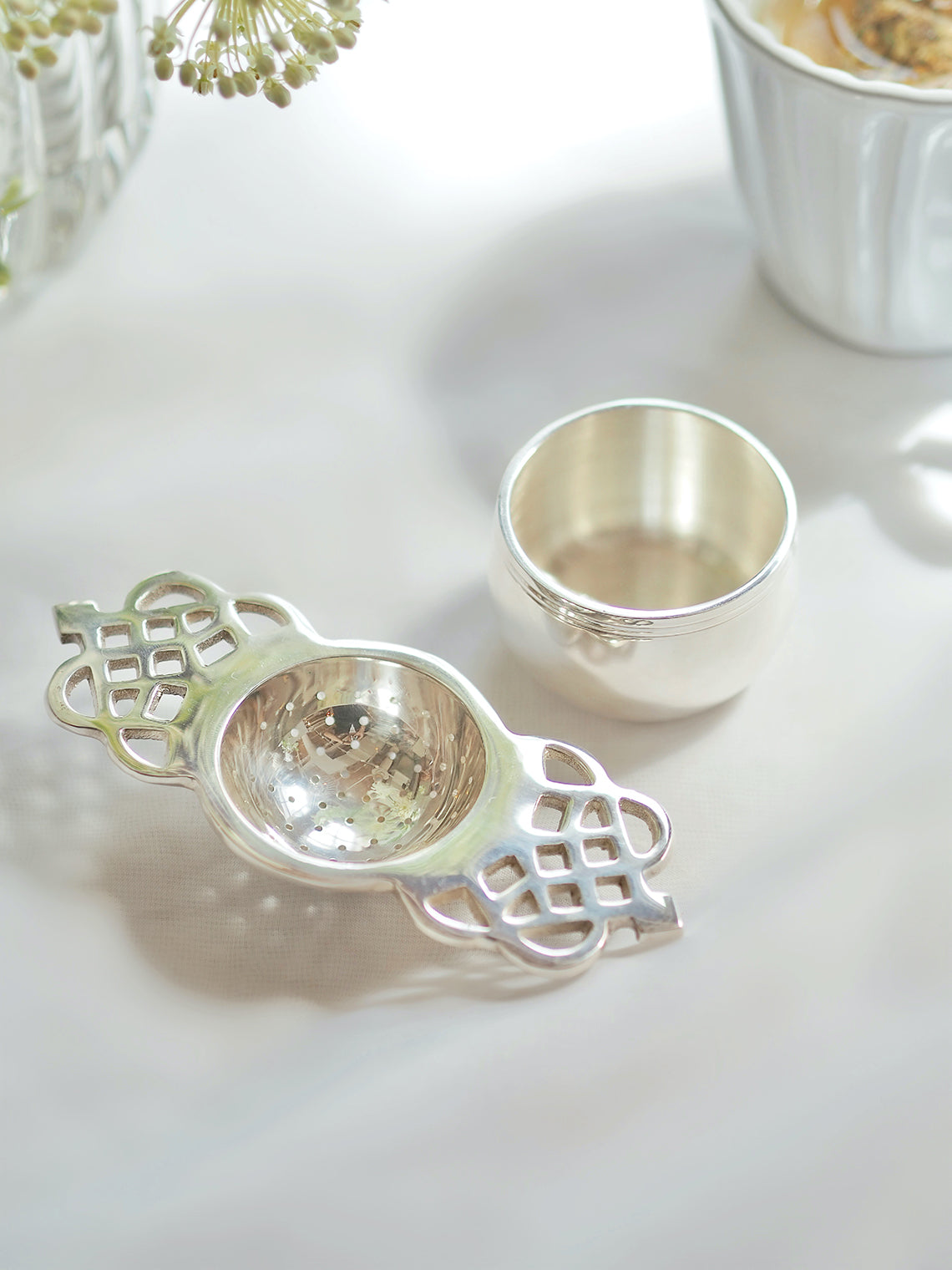 Mirabella Silver Tea Strainer - The Cross Decor & Design
