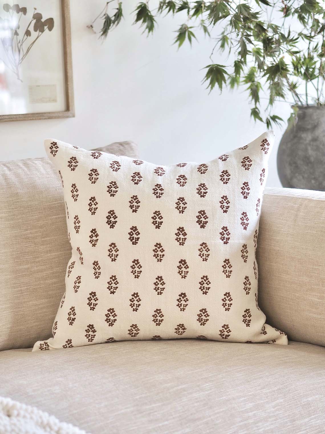 Sangeeta Saffron & White Pillow | 22x22 - The Cross Decor & Design