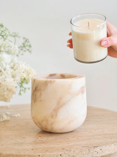Arabescato Gold Marble Refillable Vessel - The Cross Decor & Design