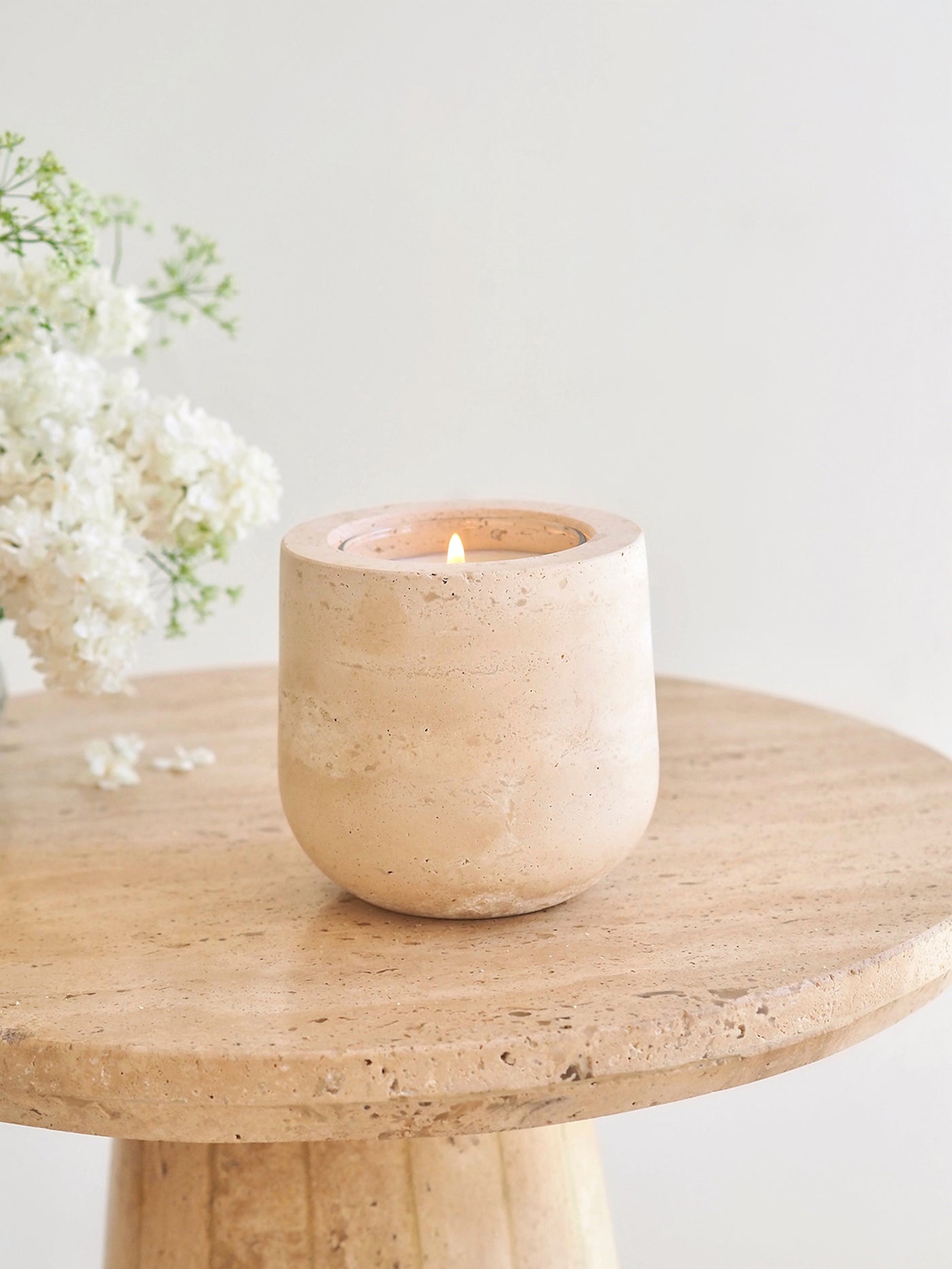Beige Travertine Refillable Vessel - The Cross Decor & Design