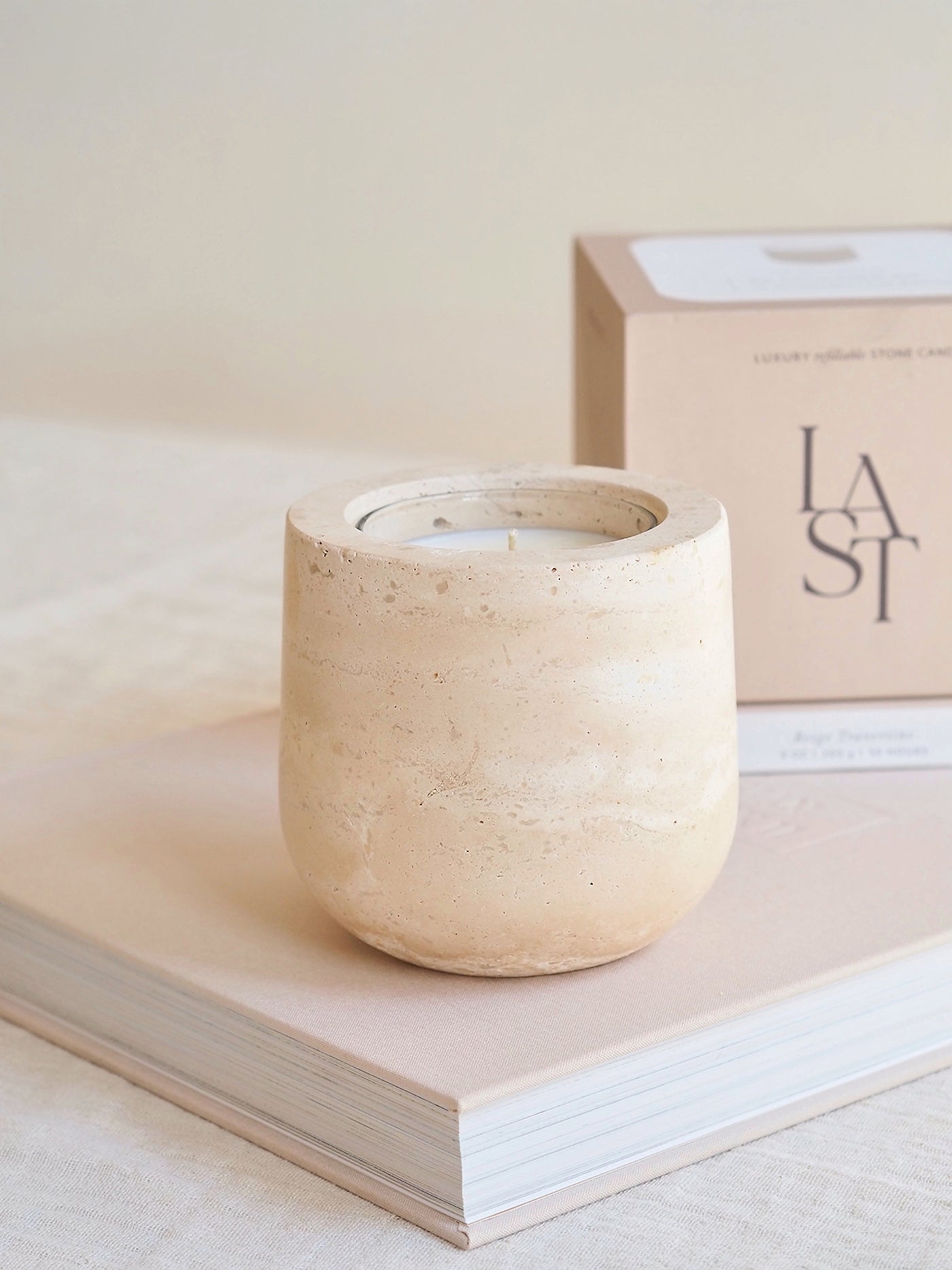 Beige Travertine Refillable Vessel - The Cross Decor & Design