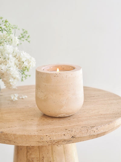 Beige Travertine Refillable Vessel - The Cross Decor & Design