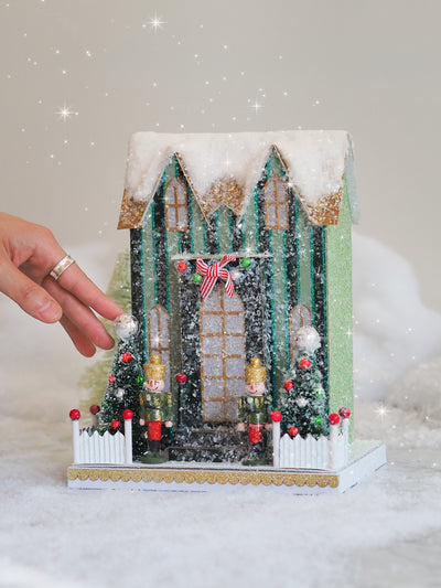 Elegant Green Stripe Manor | Battery Operated