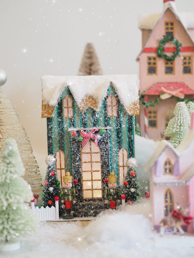 Elegant Green Stripe Manor | Battery Operated