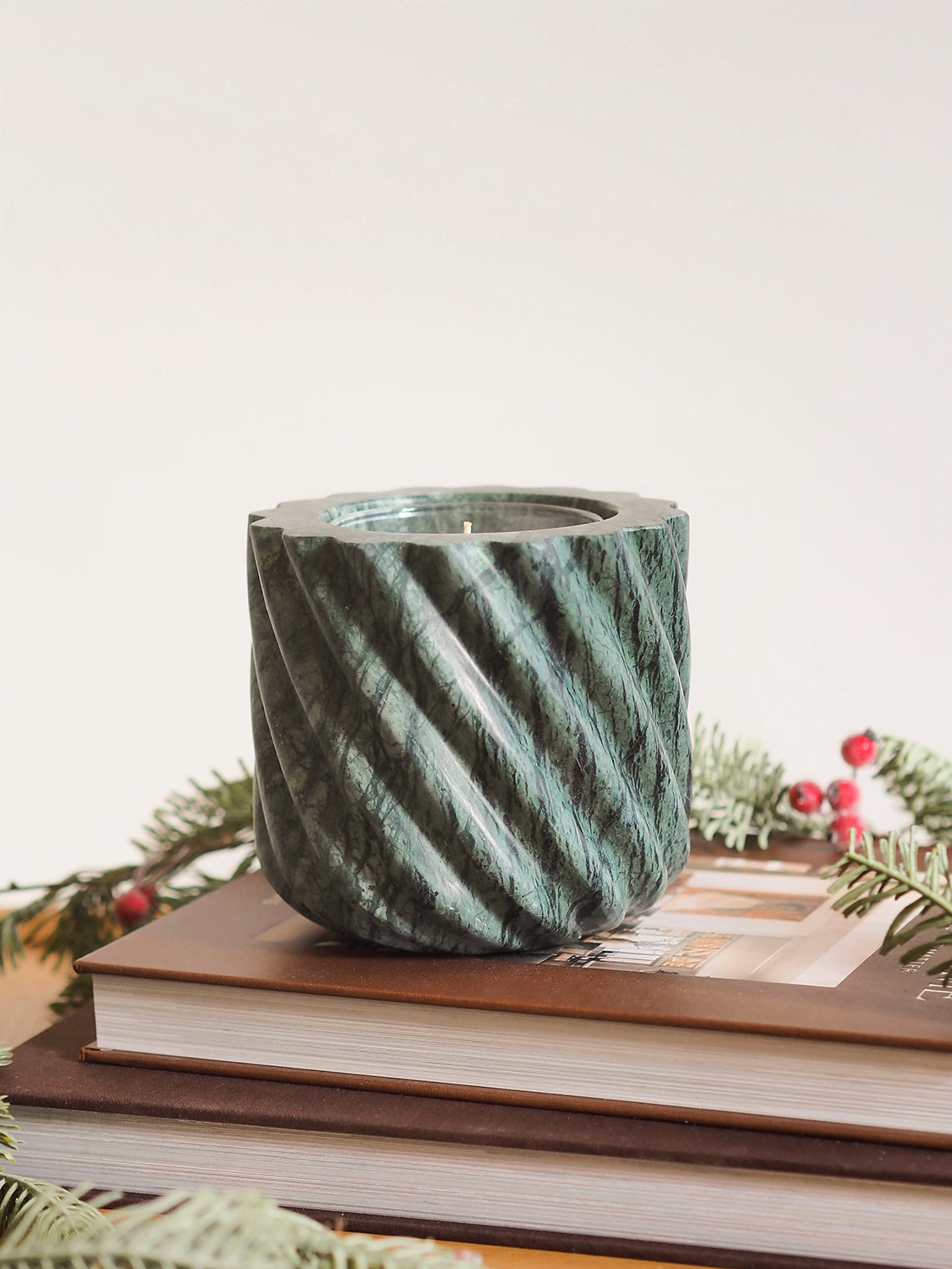Emerald Green Marble Roped Refillable Vessel
