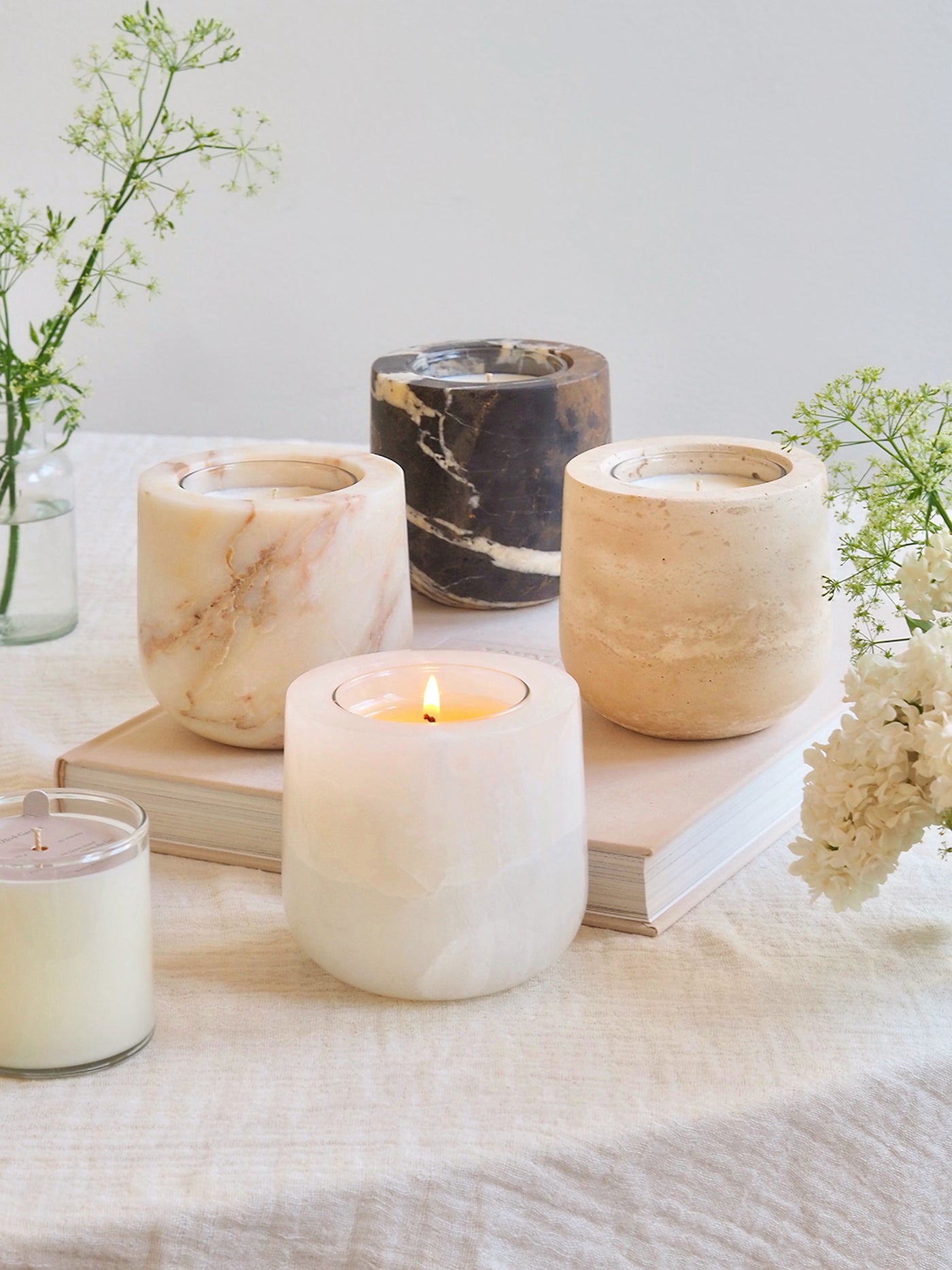 Beige Travertine Refillable Vessel - The Cross Decor & Design