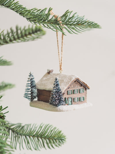 Green Shutter Winter House Ornament