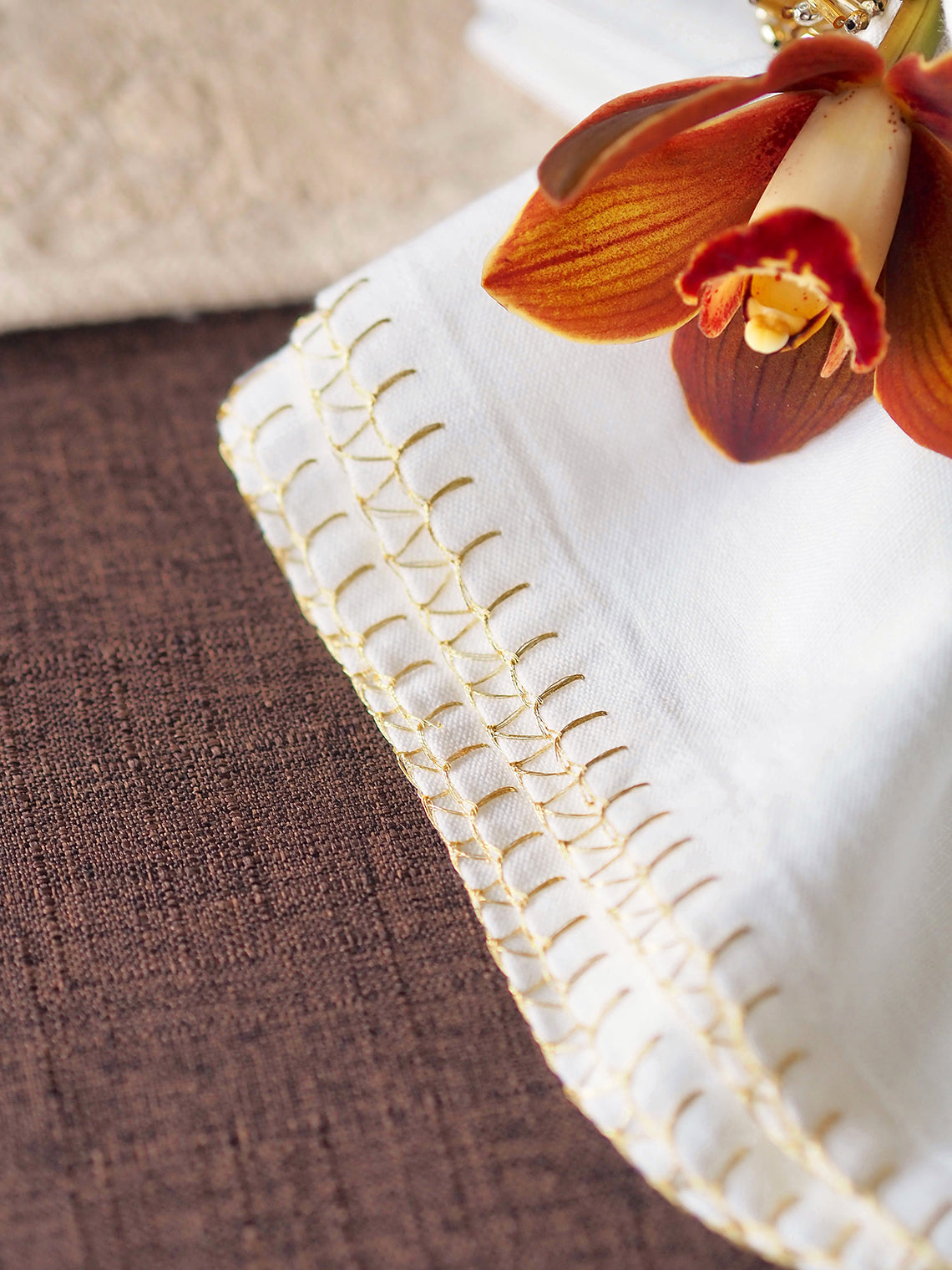 Luma Stitched White Napkin