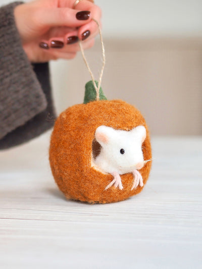 Mouse in Pumpkin Ornament