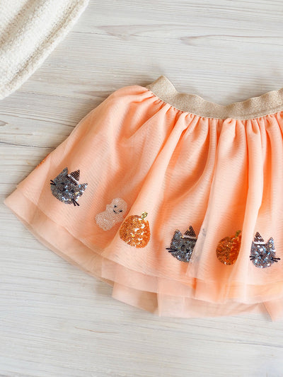 Orange Cat And Ghost Tutu Skirt