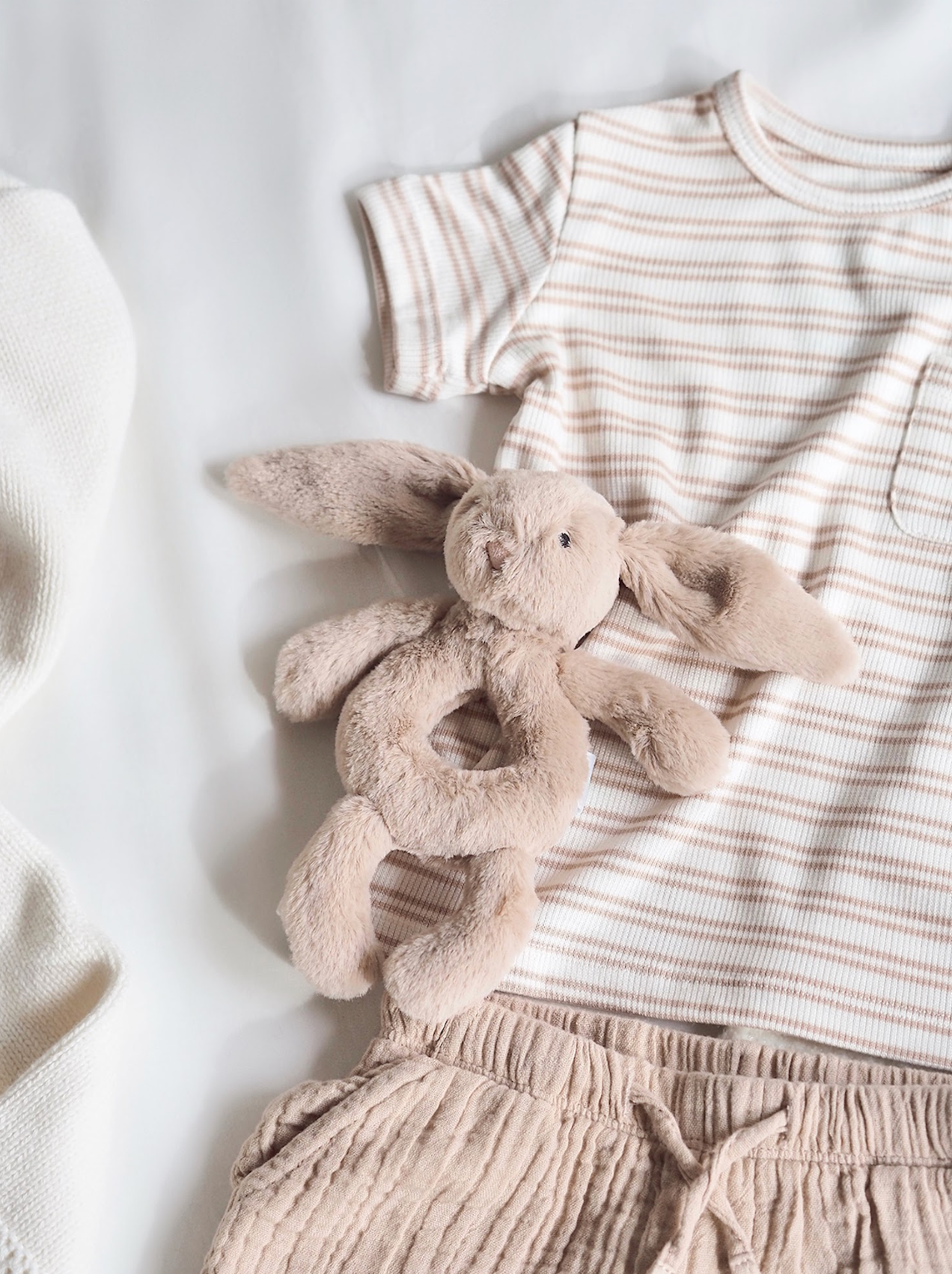 Bashful Beige Bunny Ring Rattle - The Cross Decor & Design
