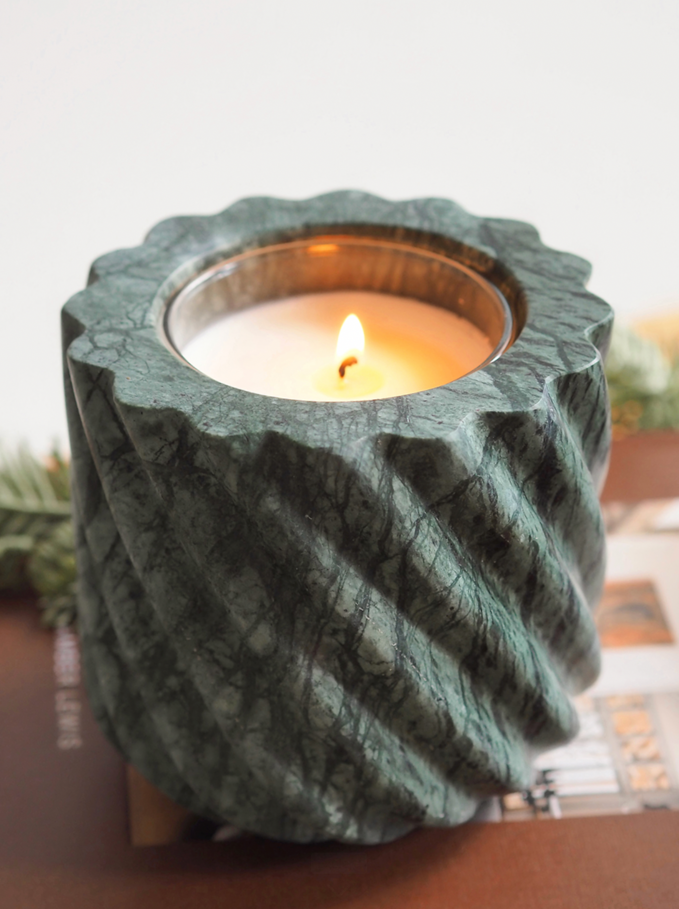 Emerald Green Marble Roped Refillable Vessel