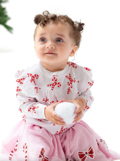 Candy Canes V-Ruffle Top