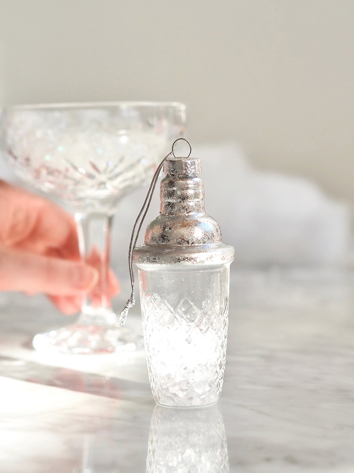 Silver Cocktail Shaker Ornament