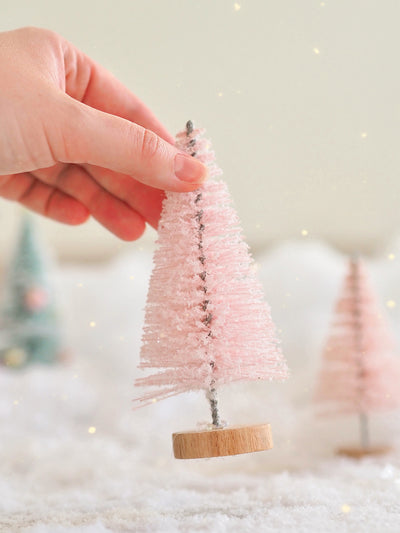 Soft Pink Frosted Bottle Brush Tree