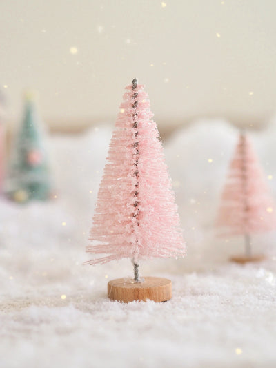 Soft Pink Frosted Bottle Brush Tree