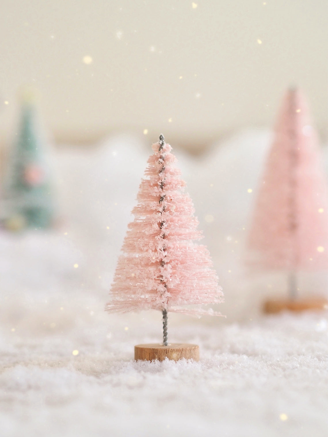 Soft Pink Frosted Bottle Brush Tree