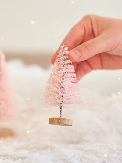 Soft Pink Frosted Bottle Brush Tree