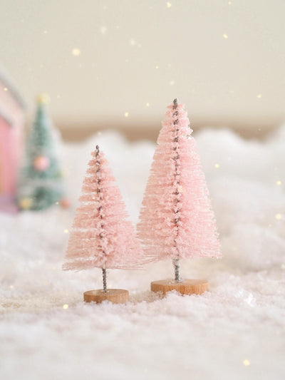 Soft Pink Frosted Bottle Brush Tree