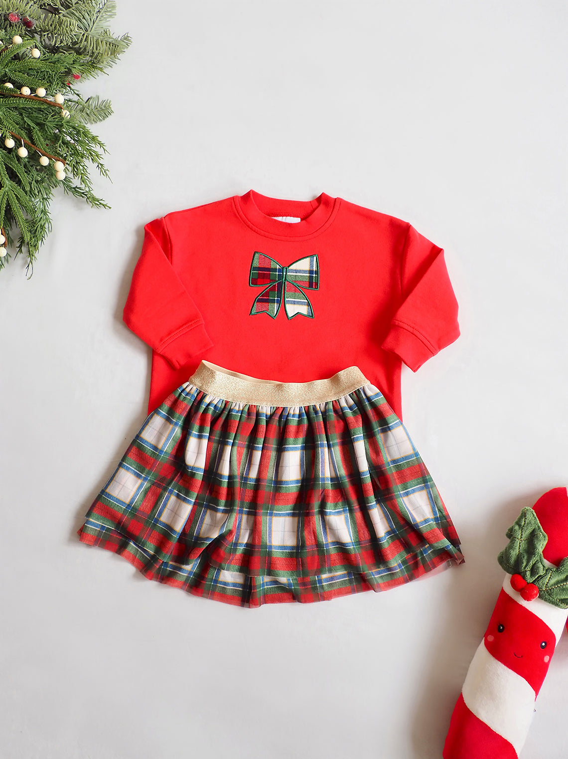 Plaid Bow Sweatshirt