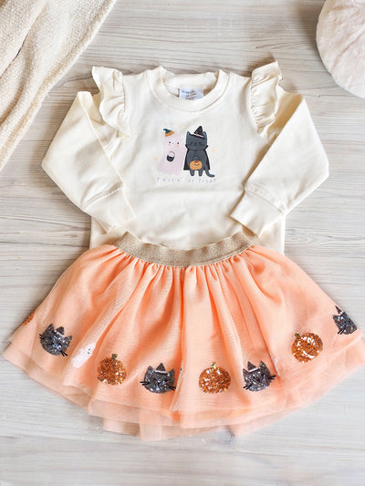 Orange Cat And Ghost Tutu Skirt