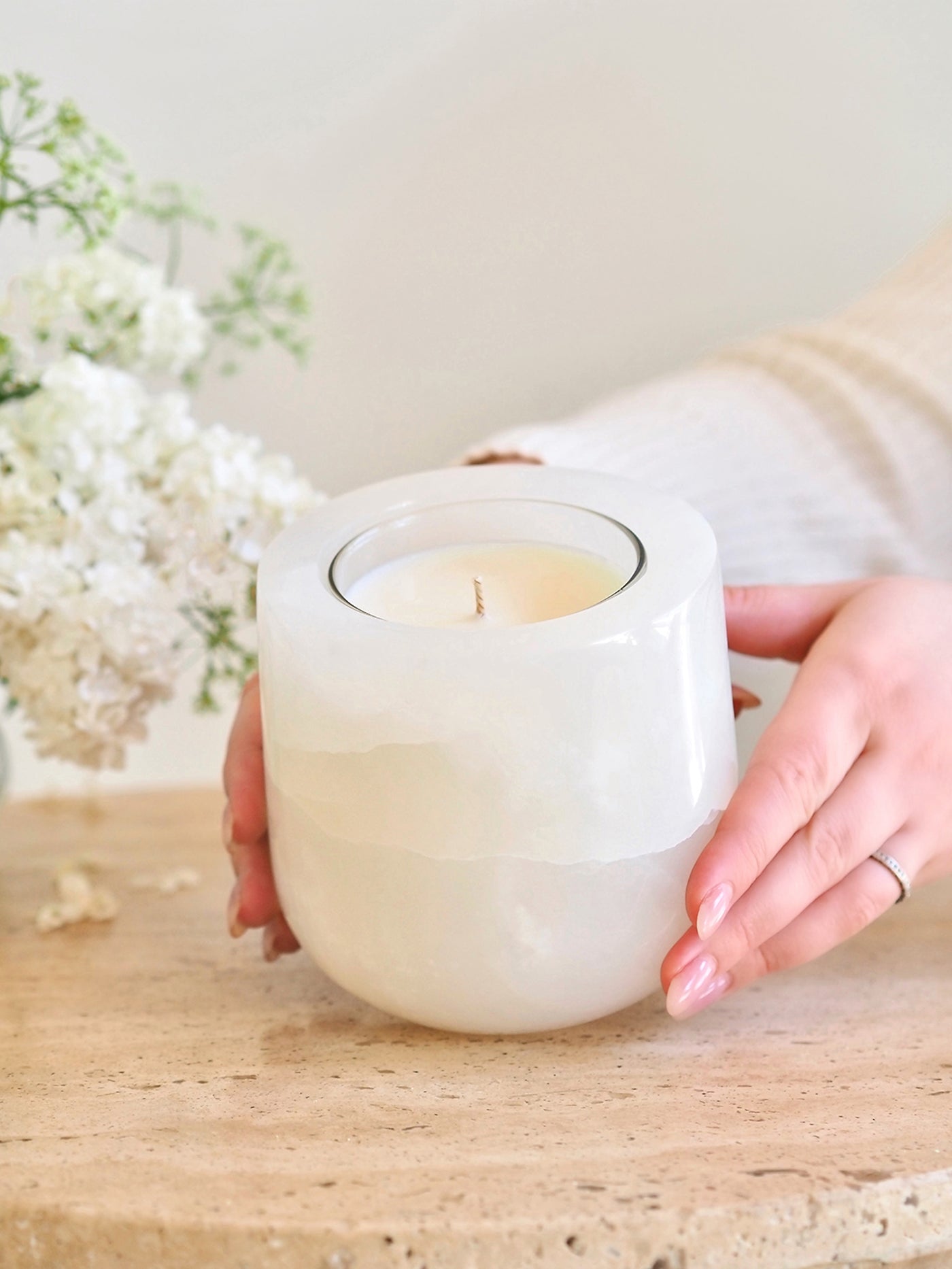 White Onyx Refillable Vessel - The Cross Decor & Design