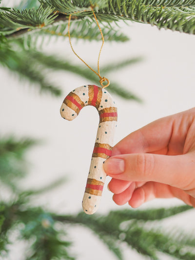 Yuletide Candycane Mache Ornament