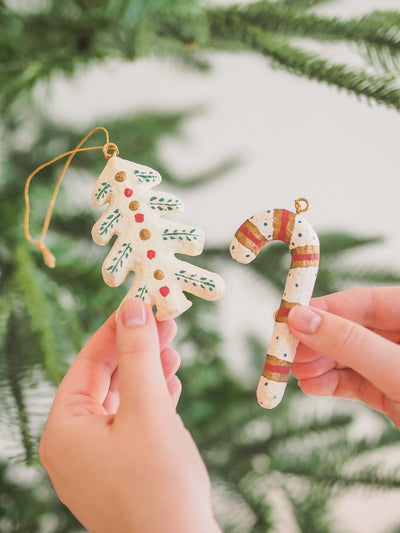 Yuletide Candycane Mache Ornament