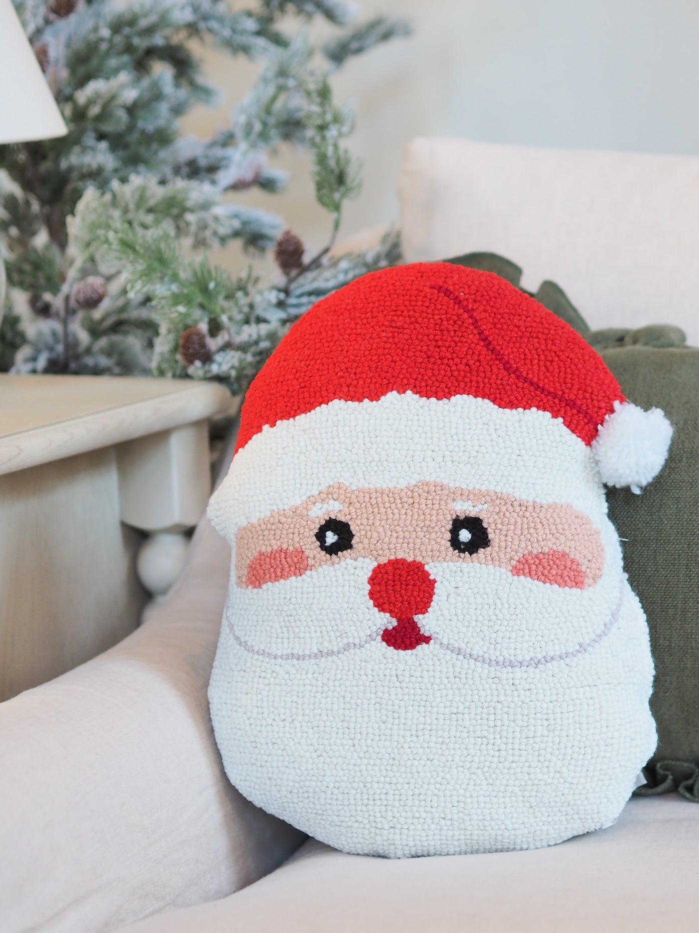 Santa Face Hook Pillow 12x16