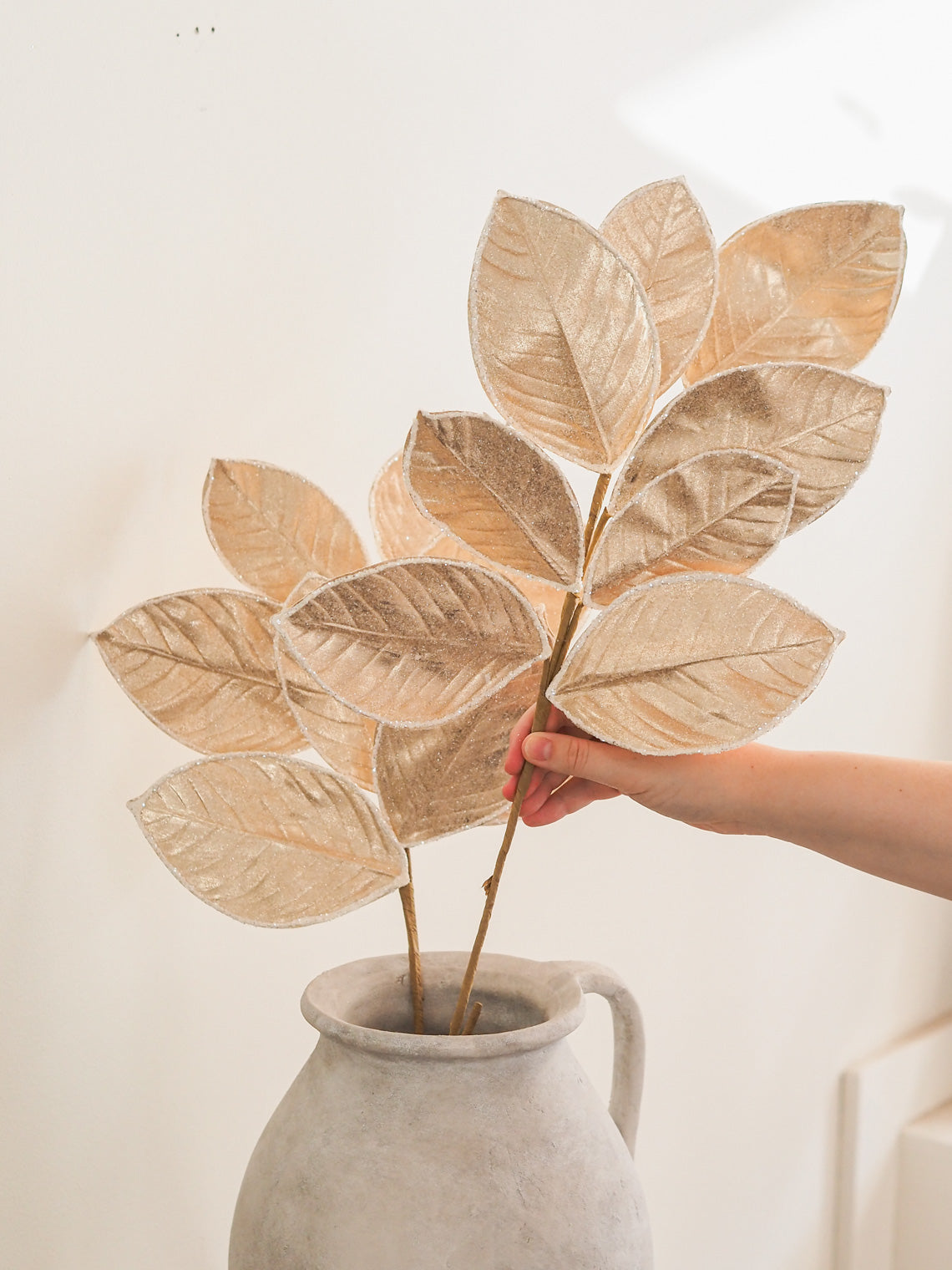 Glittered Magnolia Leaf Stem - The Cross Decor & Design
