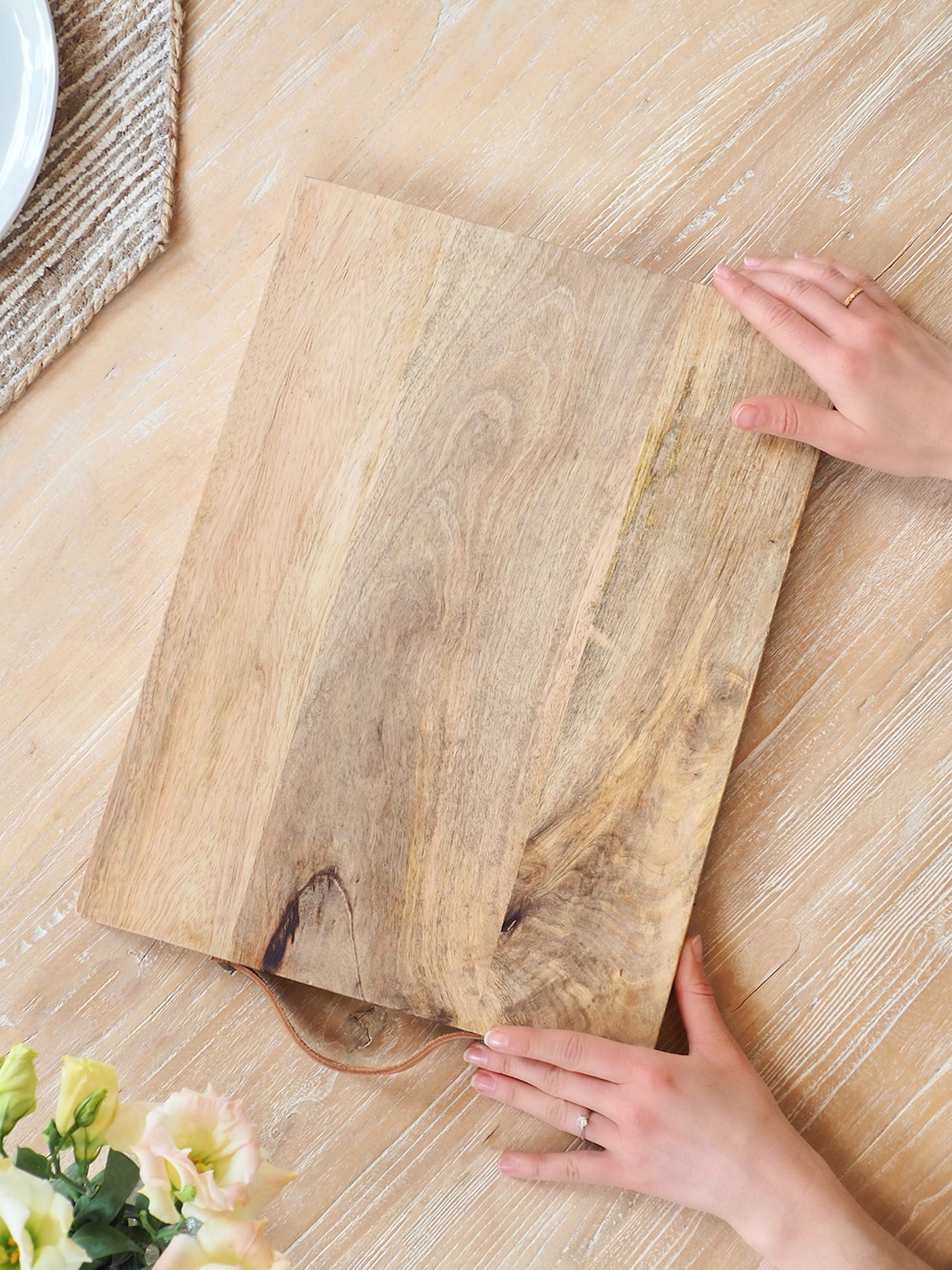 Eliot Cutting Board w/ Leather Handle - The Cross Decor & Design