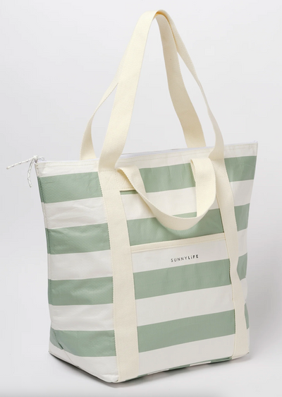 Light Cooler Tote La Palma Sage Stripe - The Cross Decor & Design