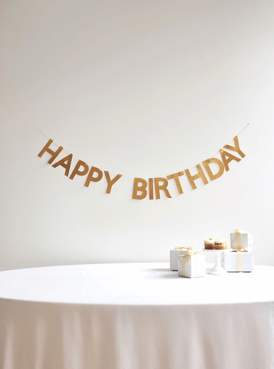 Gold Scallop Happy Birthday Garland - The Cross Decor & Design