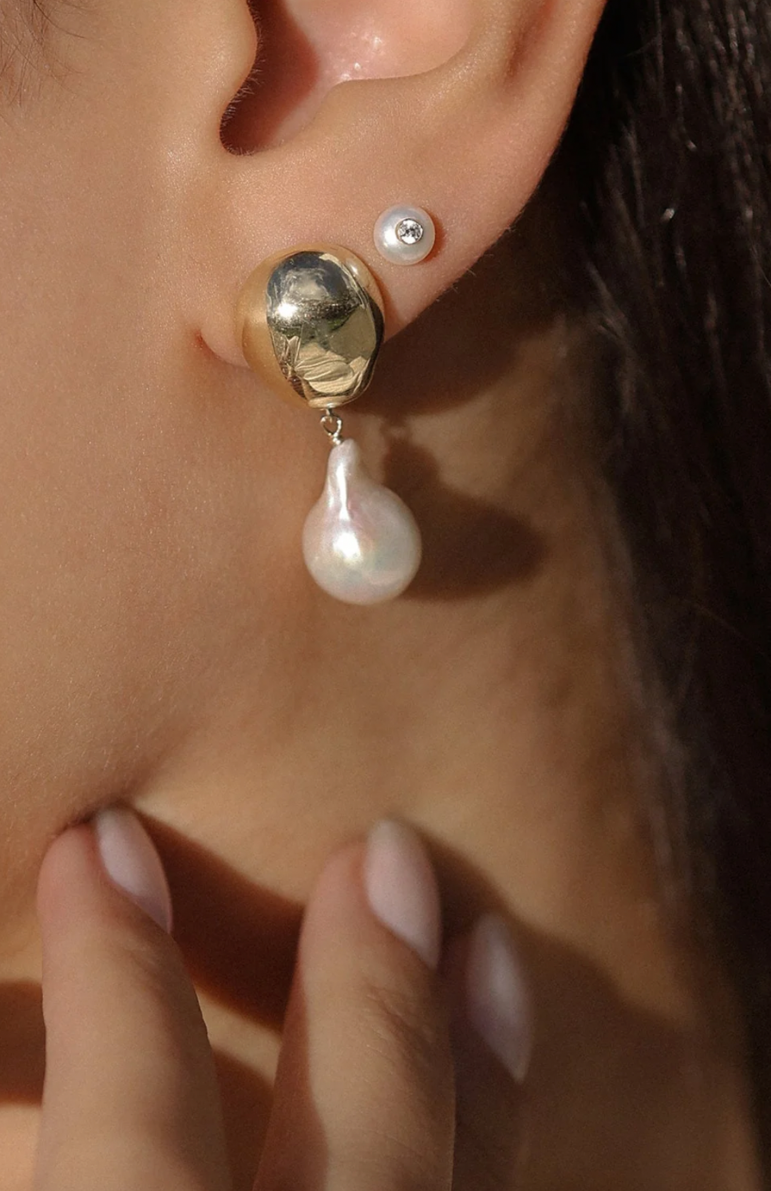 Epoch Pearl Studs | 10K Gold - The Cross Decor & Design