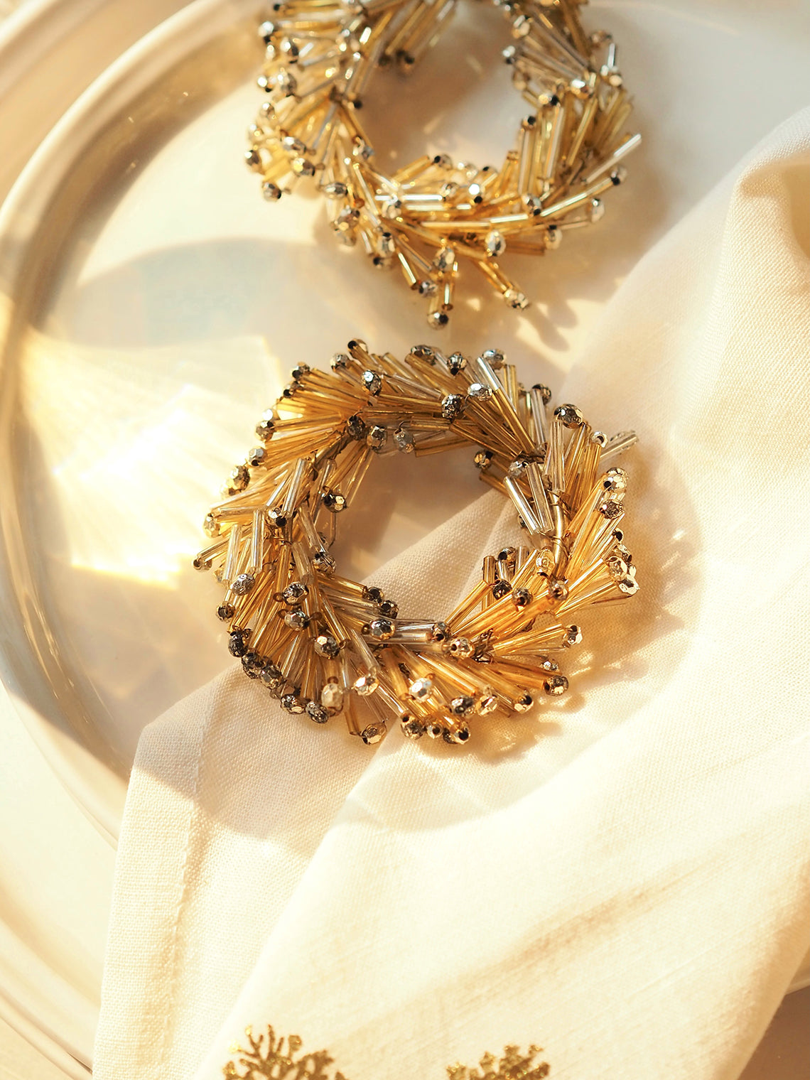 Gold Beaded Napkin Ring