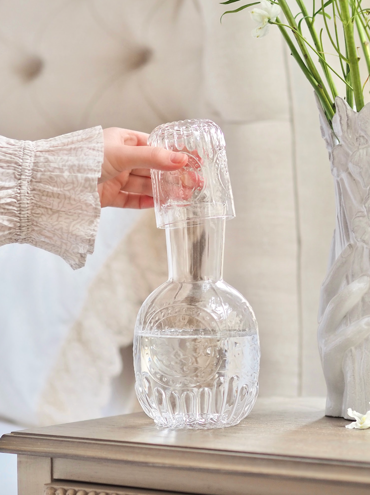 Julie Embossed Bedside Carafe - The Cross Decor & Design
