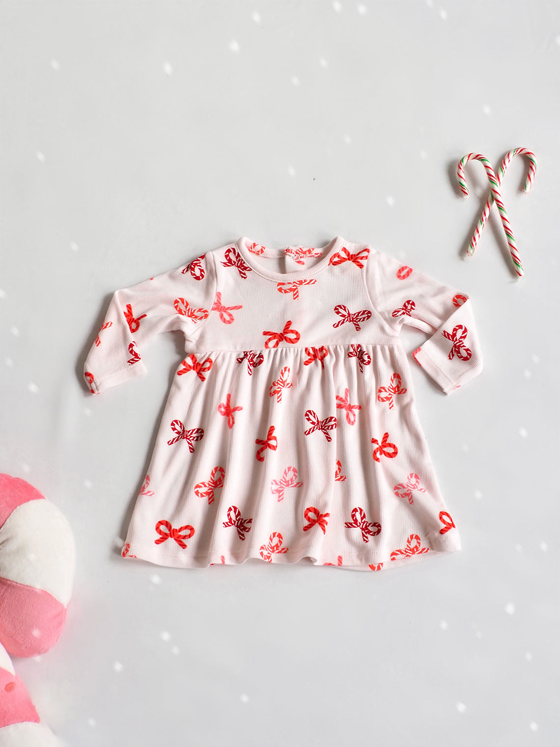 Candy Cane Bows Simple Dress & Bloomer