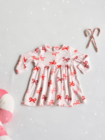 Candy Cane Bows Simple Dress & Bloomer