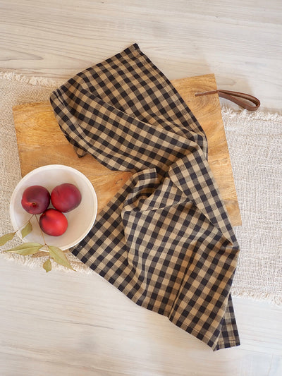 Olive Green Gingham Tea Towel