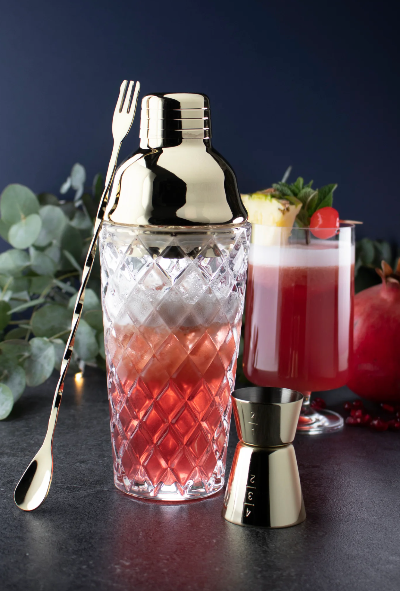 Gold Embossed Glass Cocktail Set - The Cross Decor & Design
