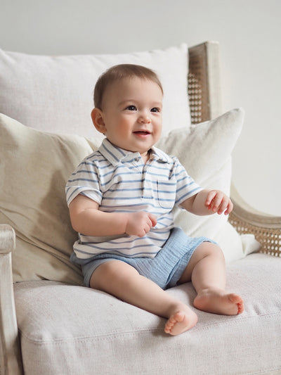 Dusty Blue Polo Shirt And Short - The Cross Decor & Design