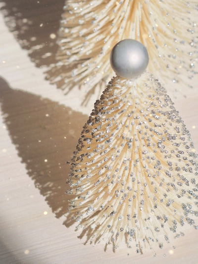Silver Flaked Bottle Brush Trees - The Cross Decor & Design