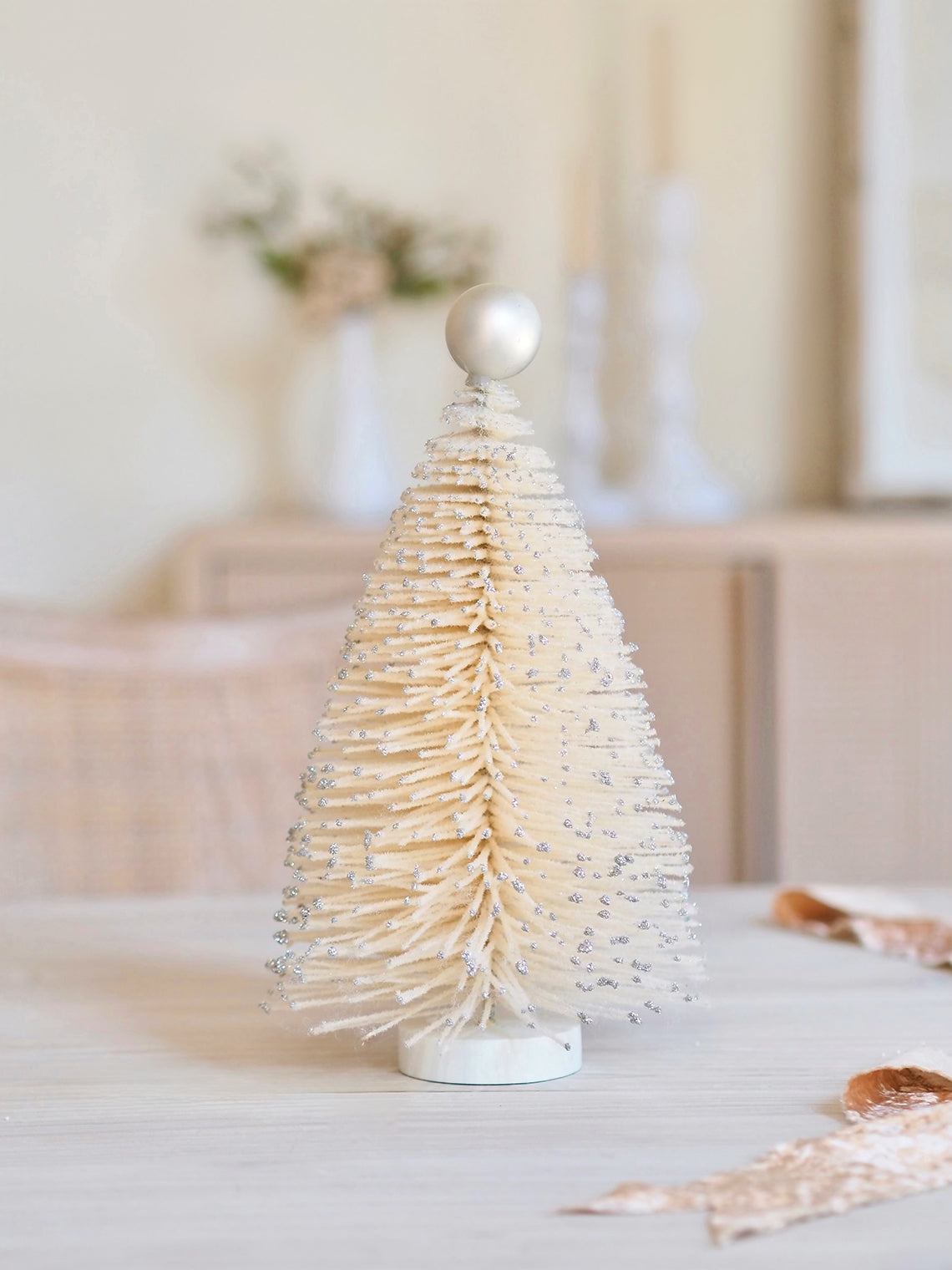 Silver Flaked Bottle Brush Trees - The Cross Decor & Design