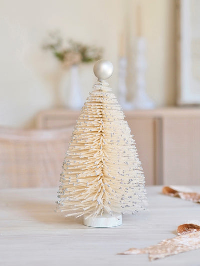 Silver Flaked Bottle Brush Trees - The Cross Decor & Design