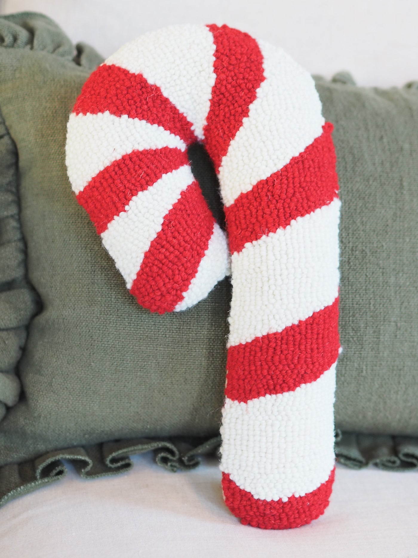 Candy Cane Hook Pillow 9x16