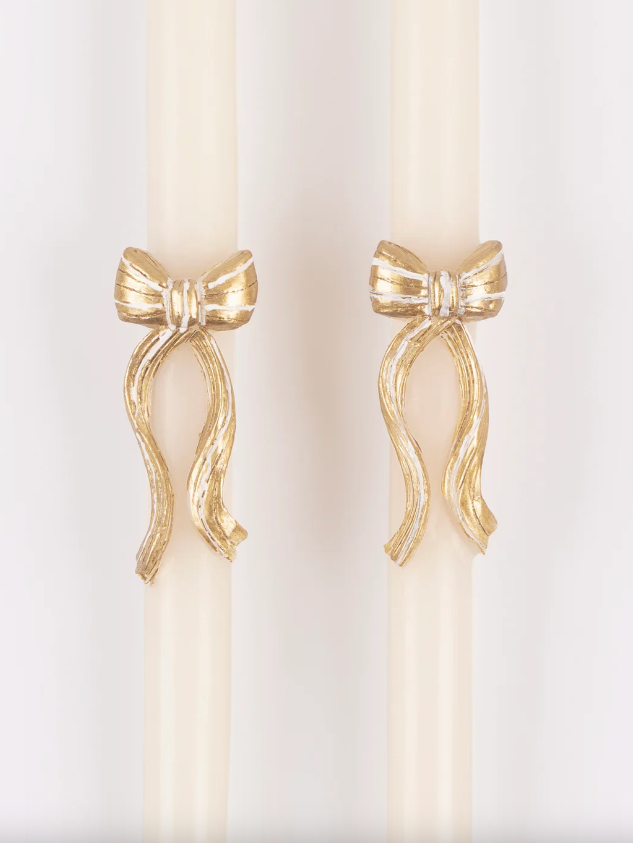 Gold Stripy Bow Table Candles
